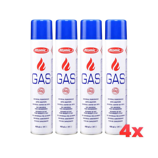 4x Gas butano Atomic per accendini (400 ml)